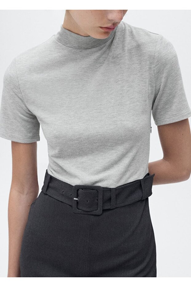 Kontrast kemerli elbise - 6