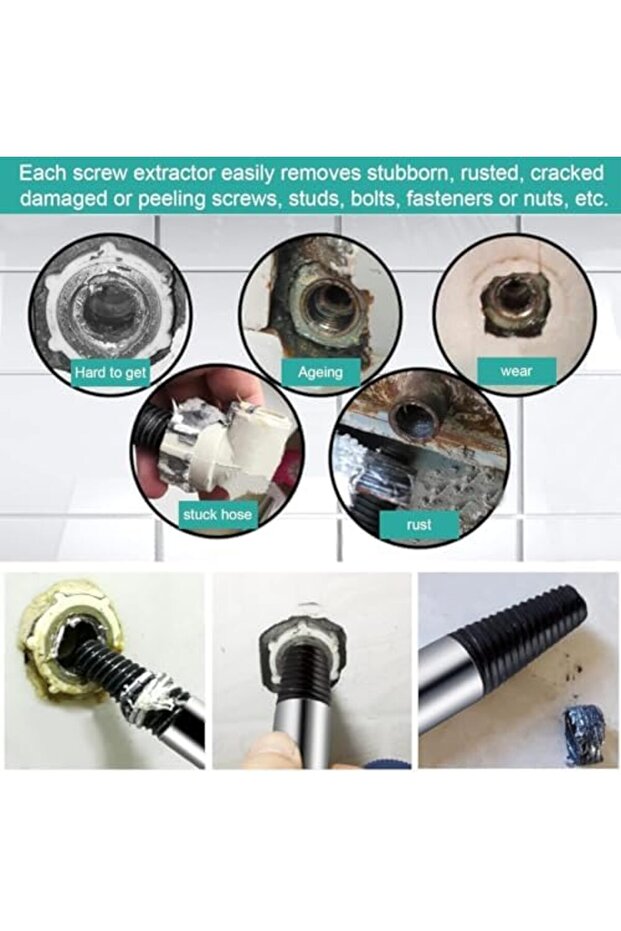 8PCS Screw Extractor Kit – Bolt & Stud Remover Set with Reverse Thread Drill Bits - 4