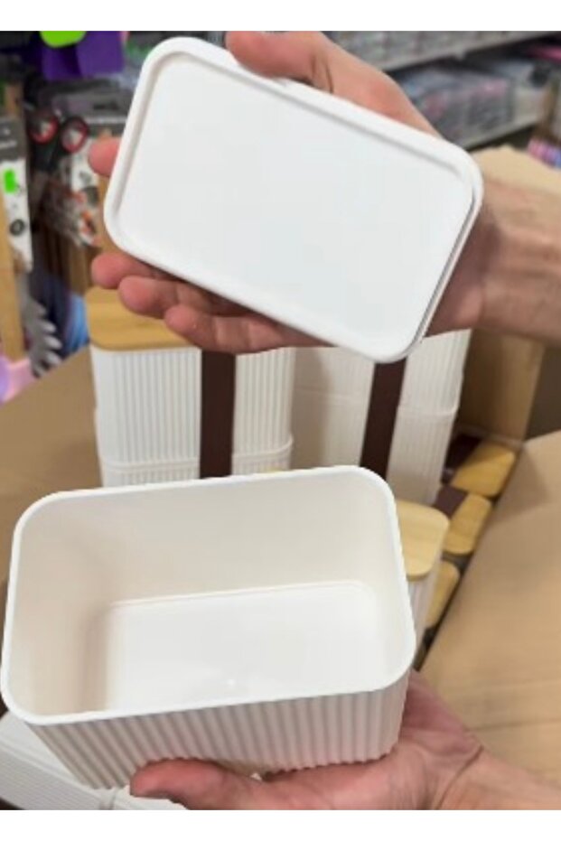 Set of 2 Bamboo Lid Elastic Storage Containers - 3