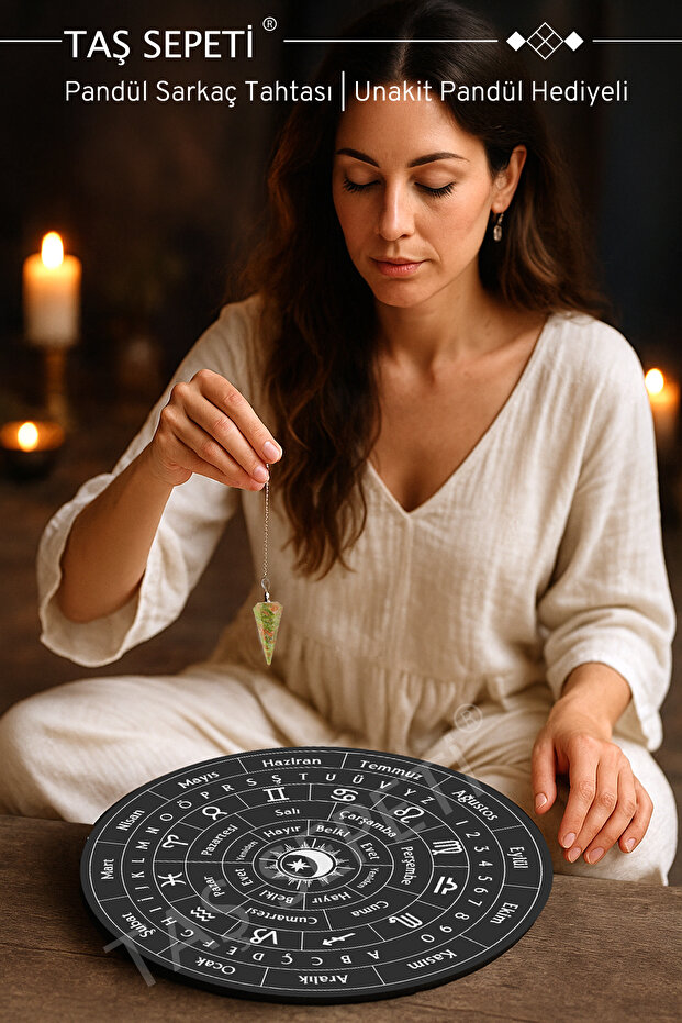 Pandul Pendulum Board Organic Turkish Black Sun Moon Centered Unakit Natural Stone Pandul Gift