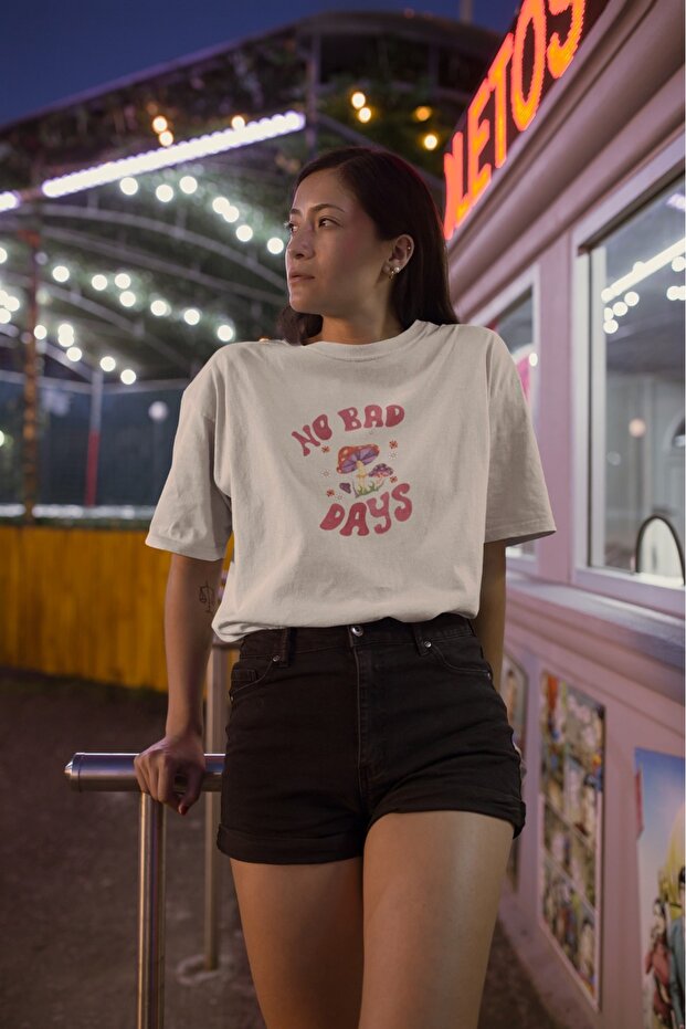 Men/Women No Bad Days Transfer Printed Round Neck Short Sleeve T-Shirt