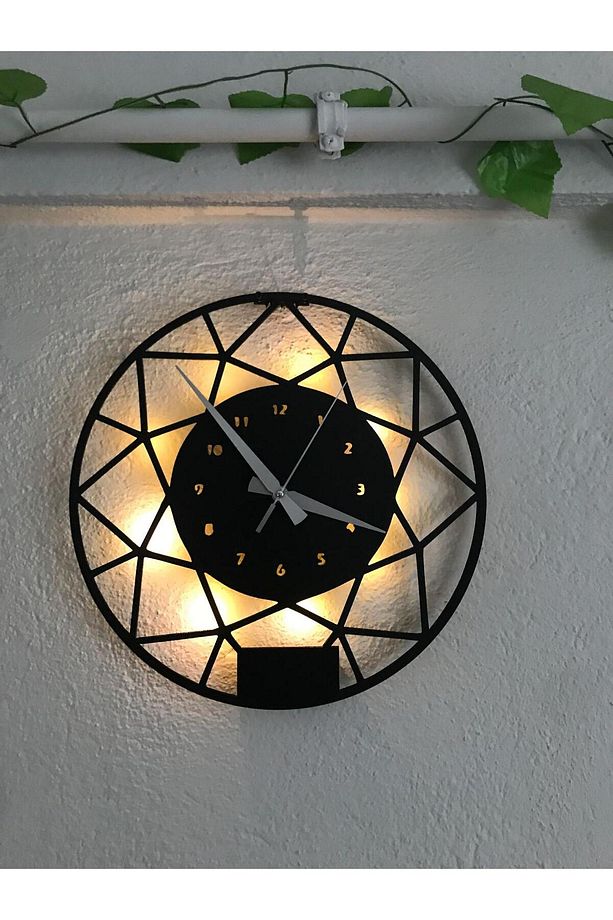 Minimalist Led Işıklı Ahşap Duvar Saati - 4