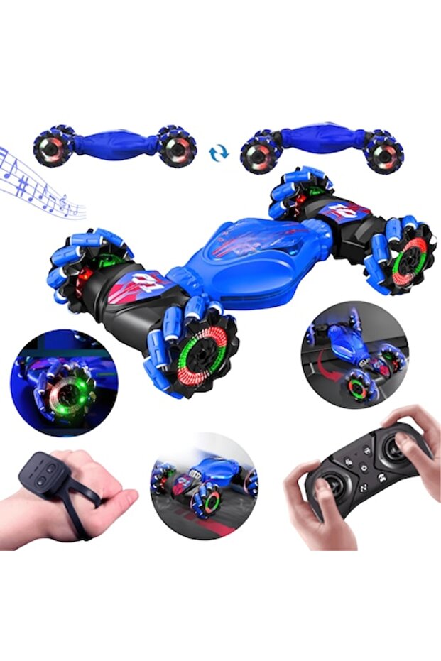 Dazzing Twisted RC Stunt Car with Gesture Sensor, 4WD, LED Lights, 2.4GHz Remote Control - 1