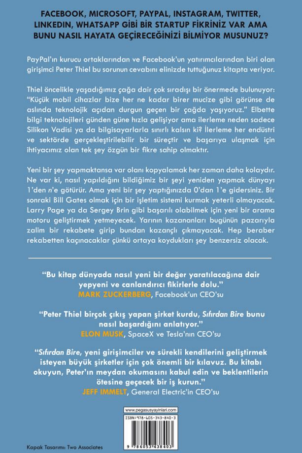 Sıfırdan Bire – Startuplar Üzerine Notlar ya da Geleceği İnşa Etmenin Yolları (Ciltli) | Peter Thiel - 3