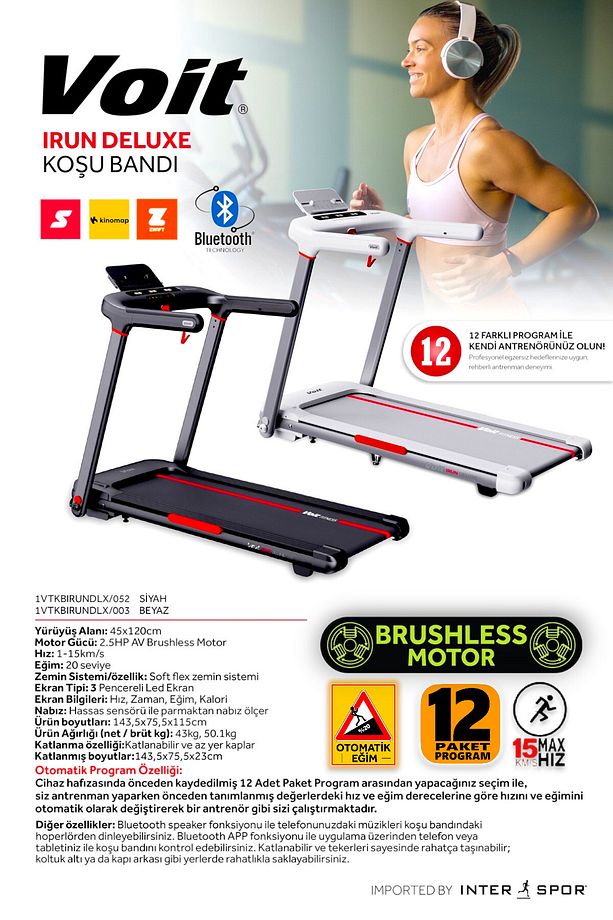 I Run Delux Koşu Bandı, 20 Kademe Otomatik Eğim, Brushless, Katlanabilir, Bluetooth App, 15km Hız - 3