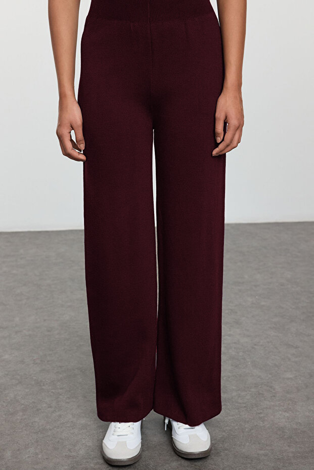 Mürdüm Geniş Kalıp Düğme Detaylı Yelek-Pantolon Triko Alt-Üst Takım TWOAW25AU00084 - 4