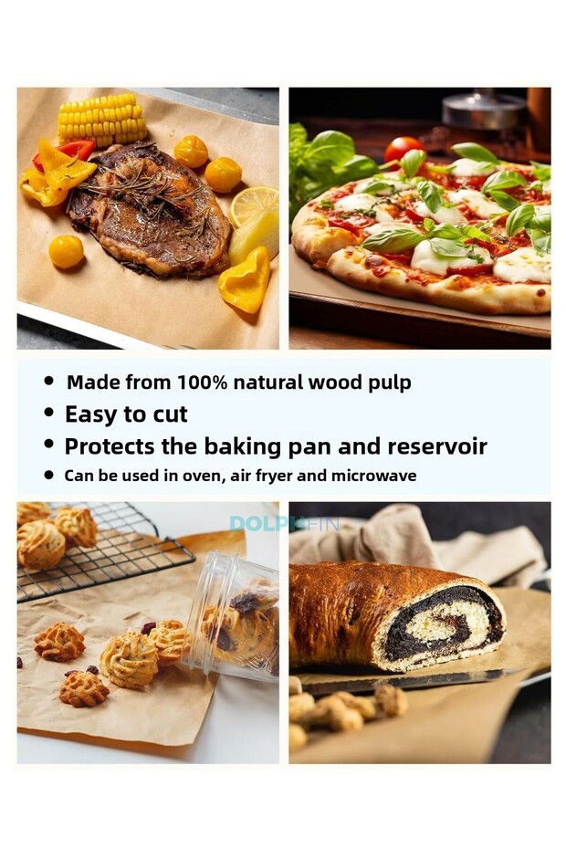 Oven Baking Paper 100Pcs Non-Stick Unbleached Oily Surface Ultra-Thick Multi-Purpose Paper - 4