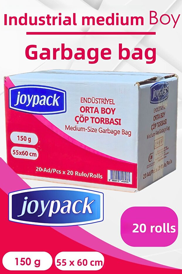 Industrial Medium Garbage Bag Roll Head 20 Pieces, 20 Rolls - 150Gr 55X60 cm 30 Lt