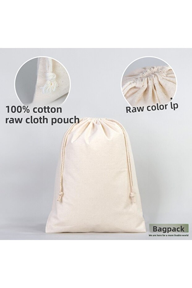 Drawstring Raw Cloth Pouch - 2