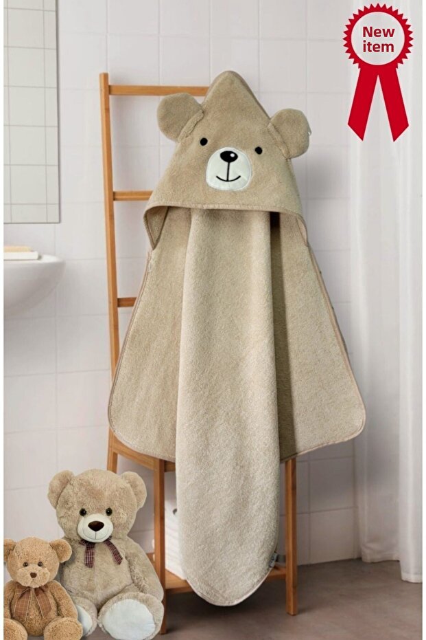 Soft Cotton Bath Towel for Baby Girl-Boy - Brown/Teddy Bear - 4