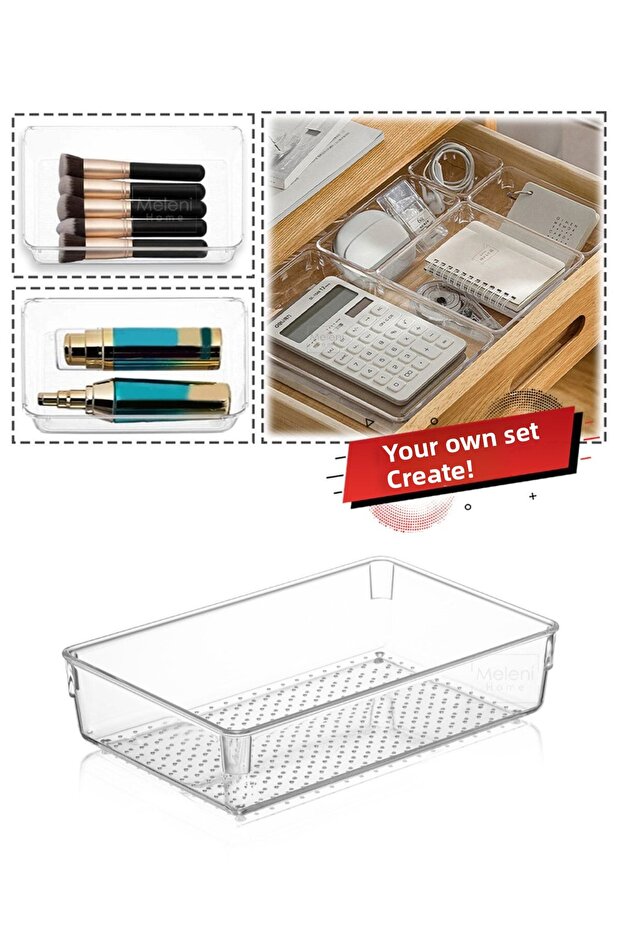 Modular Drawer Organizer, Makeup Jewelry Organizer - Office Desktop Organizer 22.5 X 15 Cm
