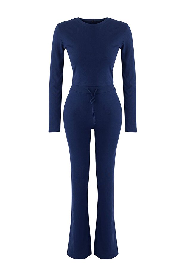 Wardrobe Essentials – Lacivert Slim/Vücuda Oturan Örme Alt-Üst Takım | TWOAW26AU00008 - 5