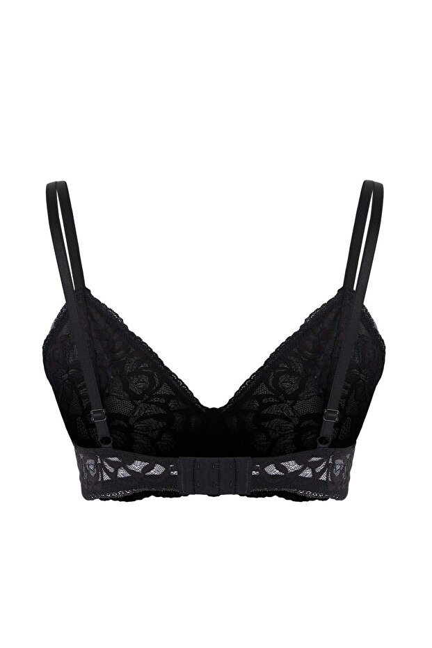 Siyah Dantel Balensiz Kapsız Askılı Bralette Örme Sütyen THMAW26SU00000 - 8