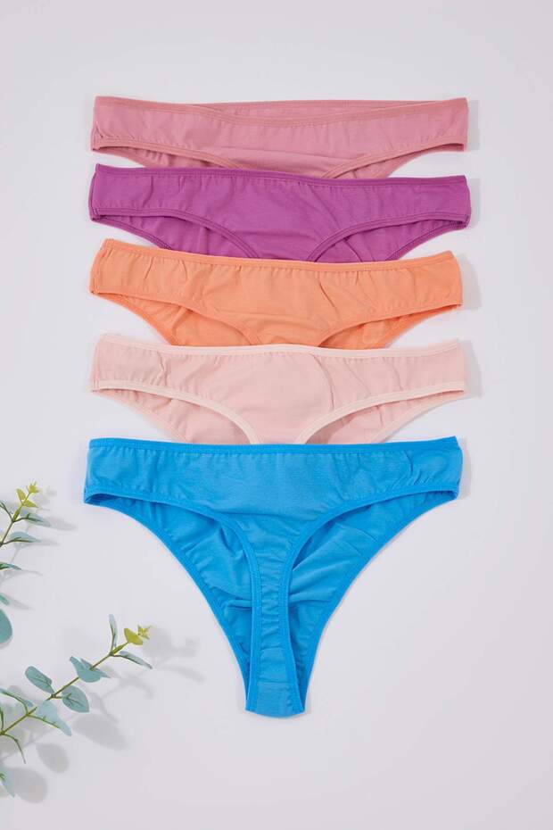 Multicolored 5-Pack Cotton High Waist Thong Plus Size Panties Tbbss25Cm00012 - 1