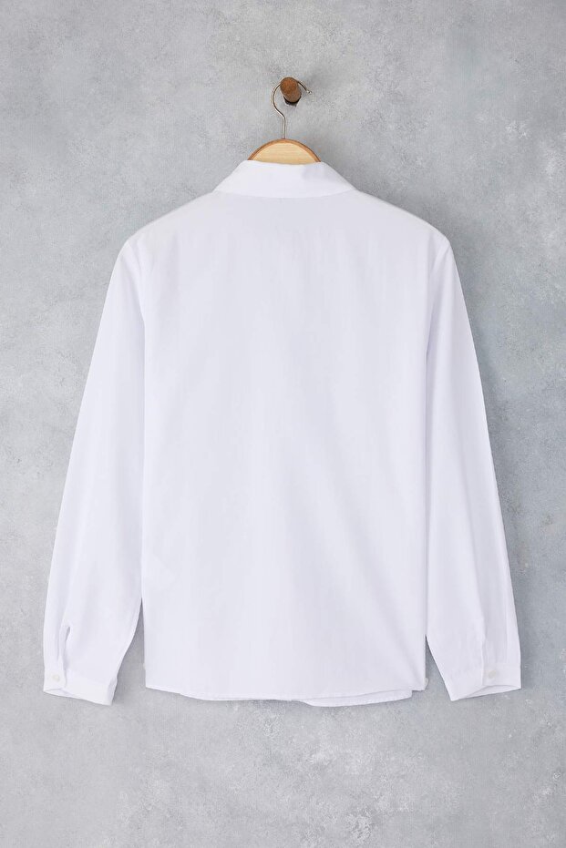 Beyaz Dokulu Oversize Dokuma Gömlek TWOAW26GO00019 - 6