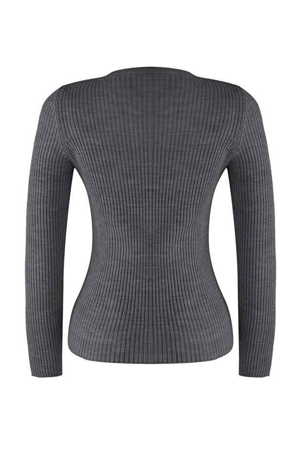 Anthrazit-Beige Doppelpack-Strickpullover TWOAW22KZ1766 - 9