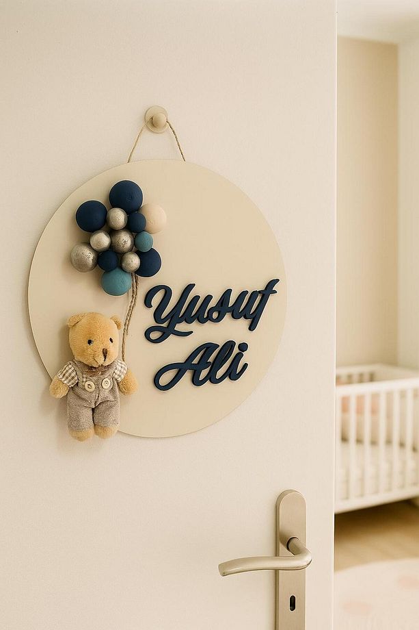 İstediğiniz İsmi Yazıyoruz - Bubble Ayıcıklı Bebek Kapı ve Duvar Süsü - 2