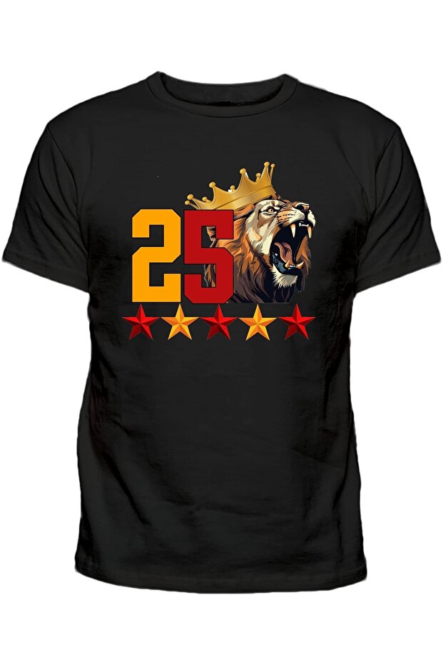25 Roaring King Lion 5 Star Printed Cotton Adult Tee
