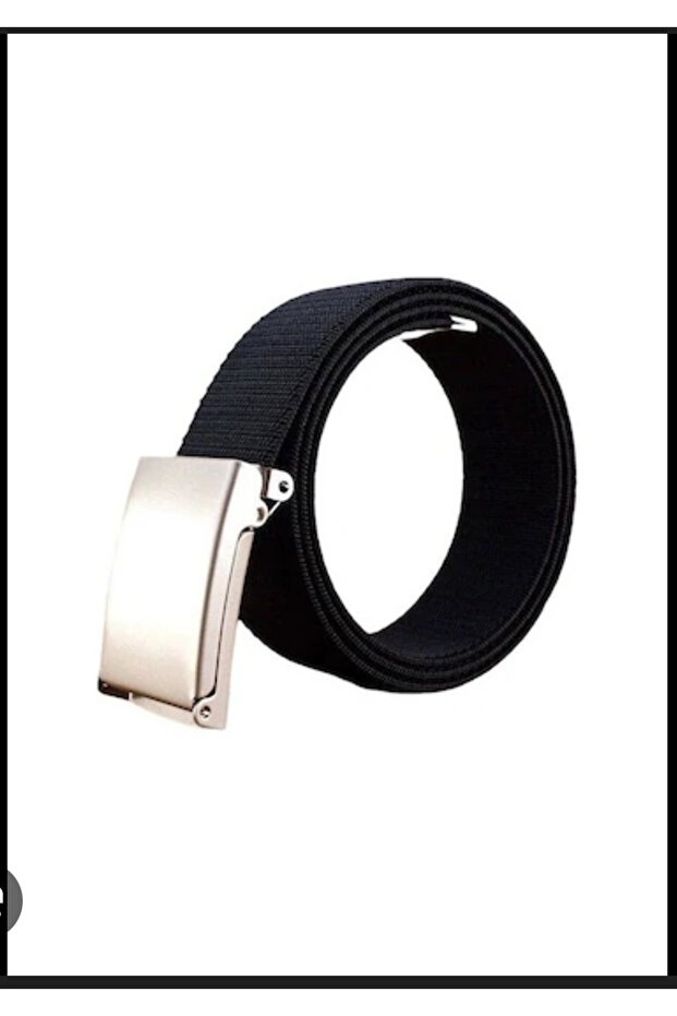 Iron Buckle Cloth Belt Black