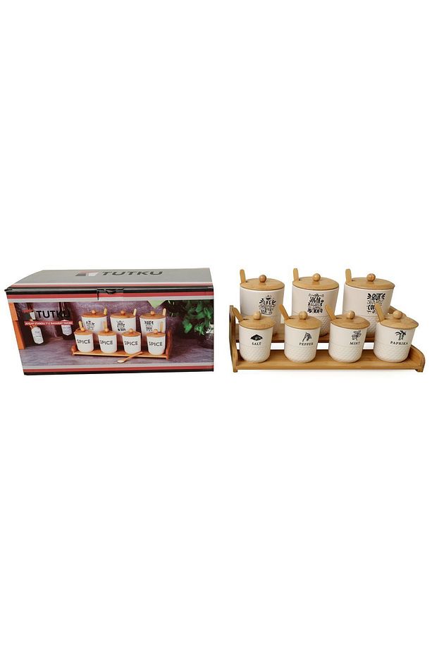 Bambu Standlı 7 Parça Baharat Seti Tutku 1409 - 4