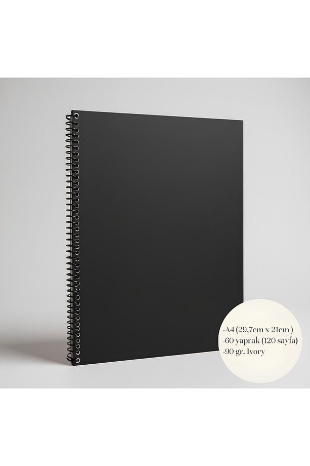 A4 Çizgisiz Spiralli Defter (siyah Kapak) - 1
