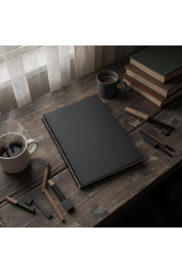 A4 Çizgisiz Spiralli Defter (siyah Kapak) - 6