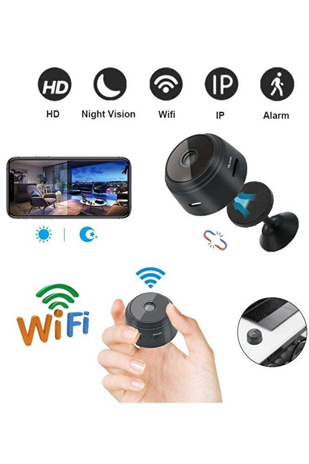 WiFi Mini Camera 1080P Remote Monitor Home Security, Infrared Wireless Smart Tracking Camera with Ni - 1