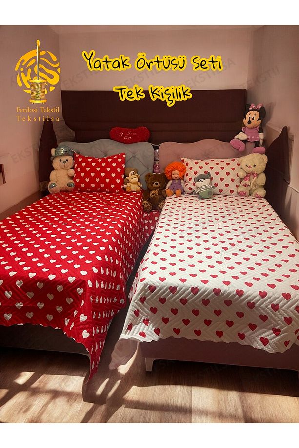 Mikro Kumaş | Dijital Basklı | çeyizlik TEK kişilik Yatak örtüsü Takımı | Hediyelik 2 Parça - 6