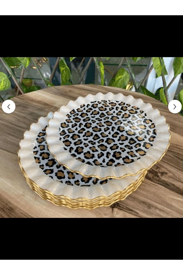6 Kişilik Leopar Desen Servis Tabağı Seti - 1