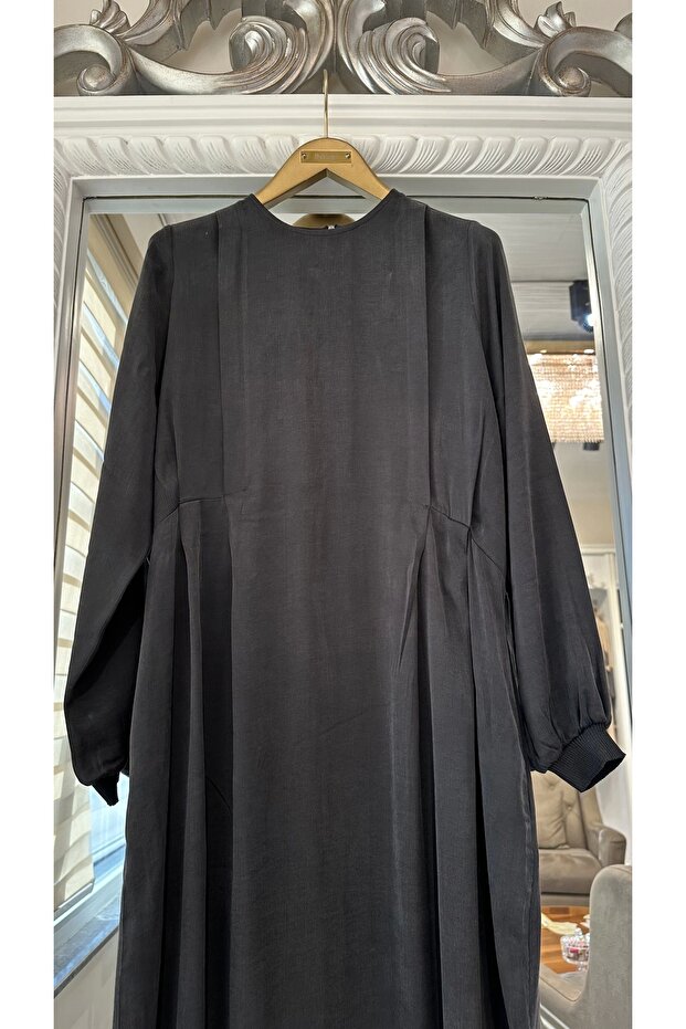 7013 Siyah Modal Elbise - 3