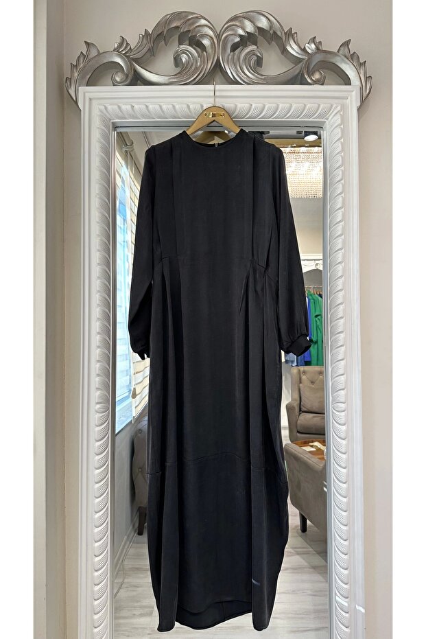 7013 Siyah Modal Elbise - 2