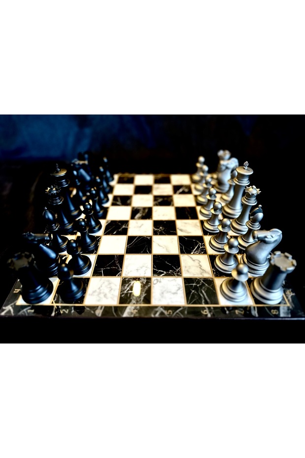 مجموعة الشطرنج الفاخرة طاولة رمادية - 3