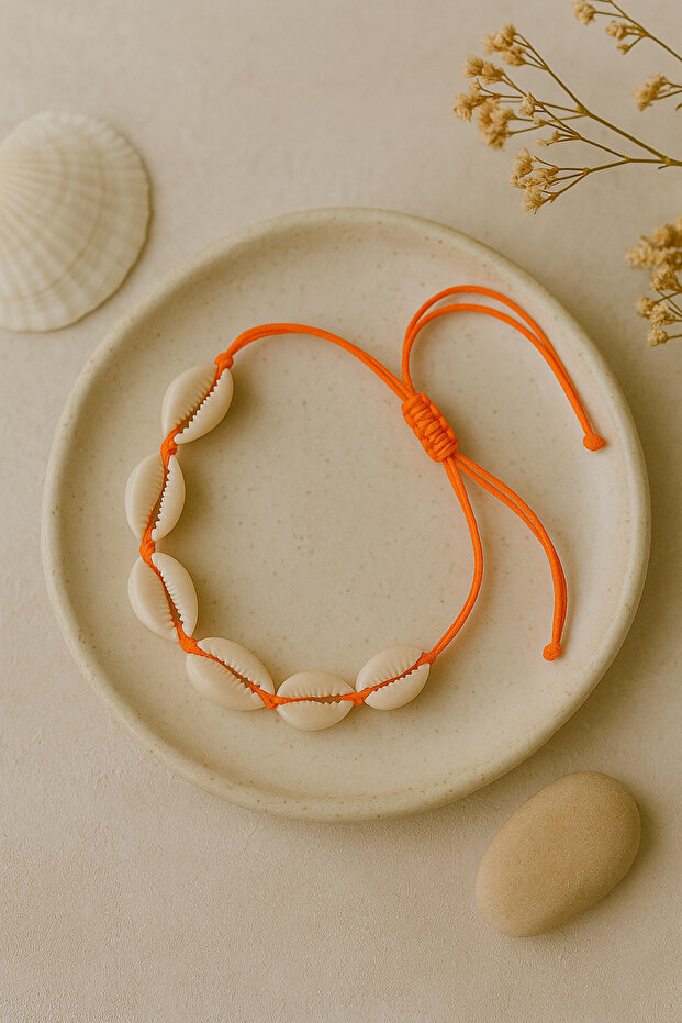 سوار مكرامية قابل للتعديل مع شكل صدفة بحرية طبيعية - 1