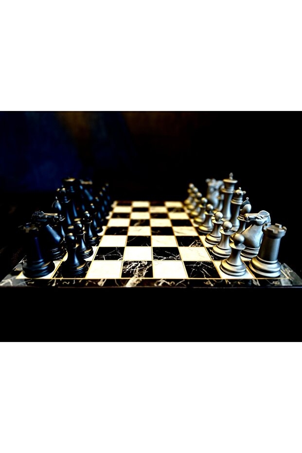 مجموعة الشطرنج الفاخرة طاولة رمادية - 4