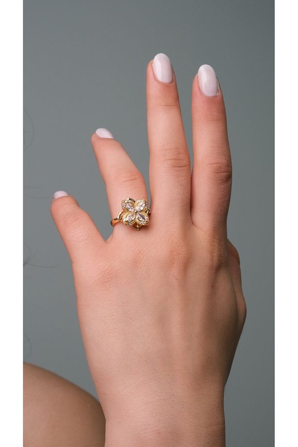 Rotatable Golden Clover Döndürülebilir Kuyumcu Model Çelik (KOLYE & AYARLANABİLİR YÜZÜK) 2'li Set - 3