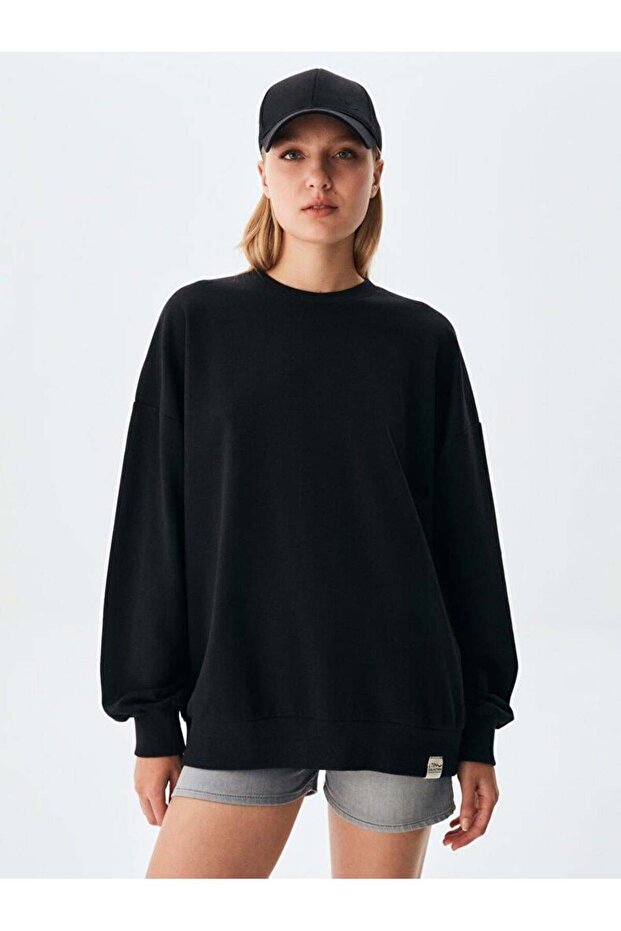 SECEPE Kadın oversize Arkası baskılı Sweatshırt - 3