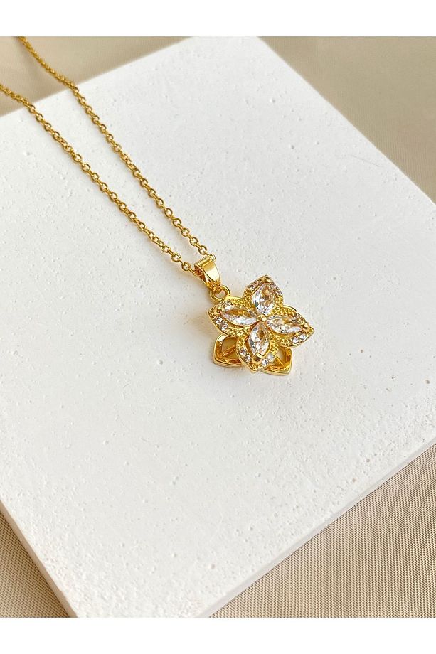 Rotatable Golden Clover Döndürülebilir Kuyumcu Model Çelik (KOLYE & AYARLANABİLİR YÜZÜK) 2'li Set - 7