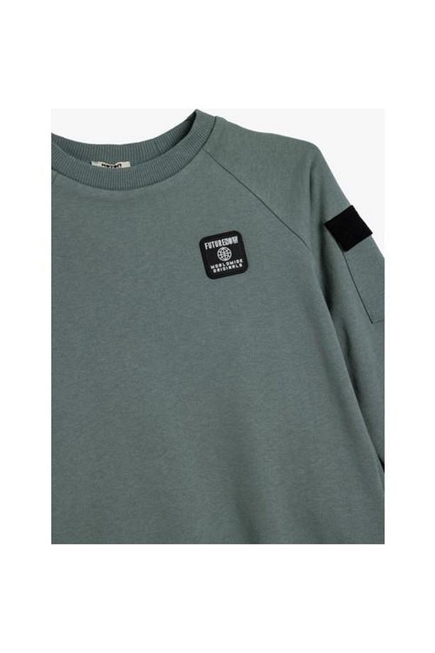 Sweatshirt Cep Detaylı Bisiklet Yaka Uzun Kollu Pamuklu Şardonlu - 1