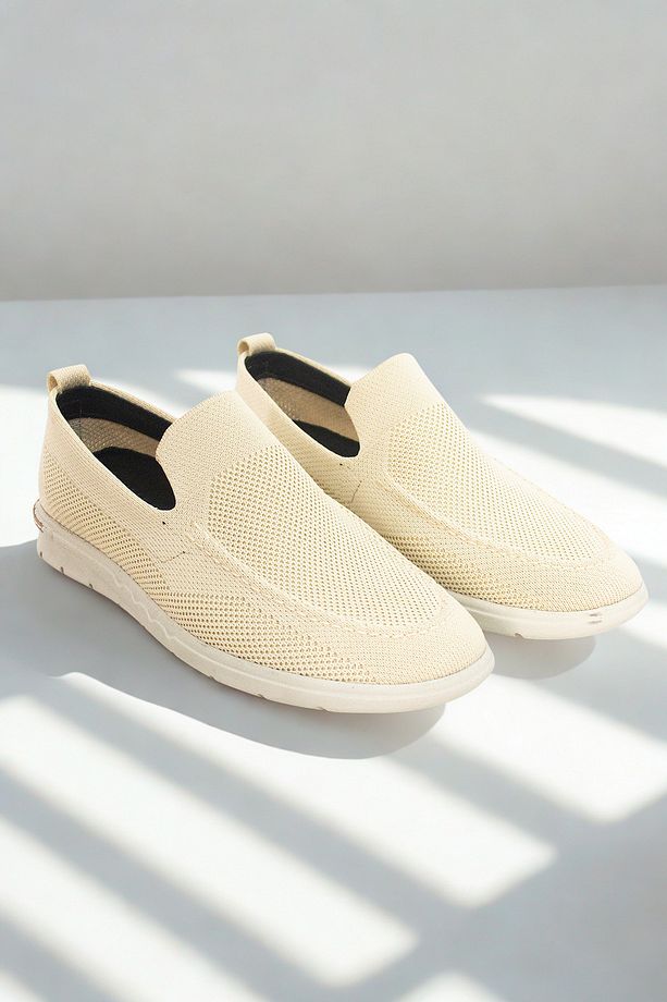 Triko Erkek Casual Günlük Ayakkabı – Rahat, Hafif Ve Şık Slip-on Model Bej Rengi - 4