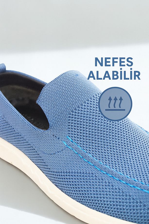 Triko Erkek Casual Günlük Ayakkabı – Rahat, Hafif Ve Şık Slip-on Model Mavi Renk - 1