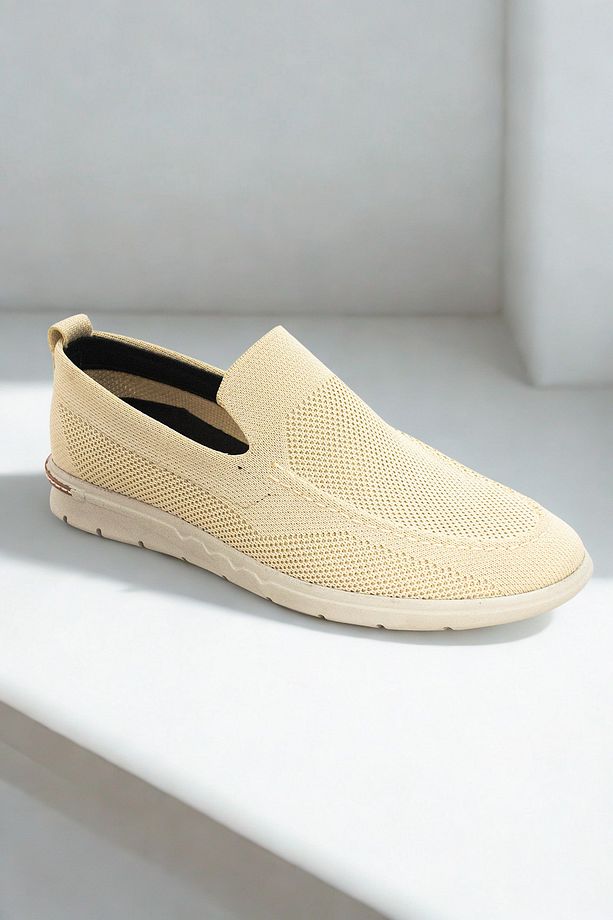Triko Erkek Casual Günlük Ayakkabı – Rahat, Hafif Ve Şık Slip-on Model Bej Rengi - 2