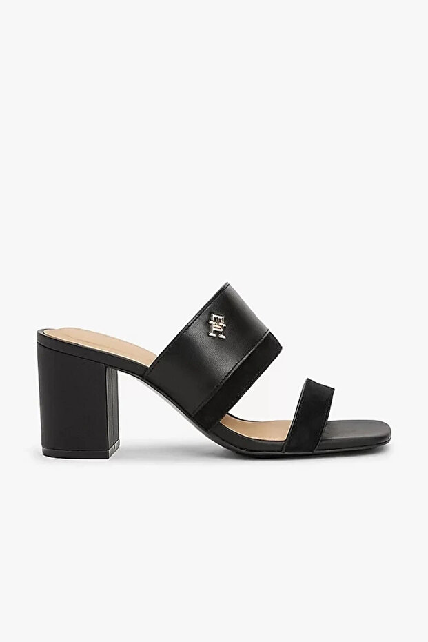 LEATHER & SUEDE BLOCK HEEL MULE Kadın siyah Terlik FW0FW08530BDS - 1