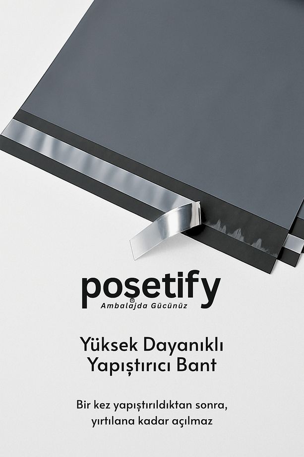Gri Cepsiz Kargo Poşeti 24x30+5 cm | Yapışkan Bantlı Kargo Zarfı | 100’lü E-Ticaret Poşeti - 6