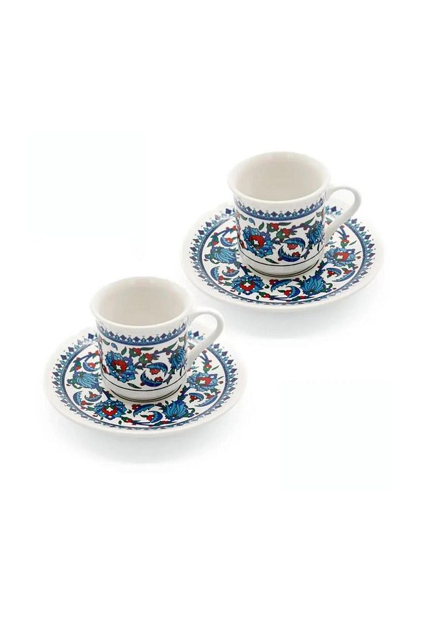 Kahve Fincanı Topkapı Çini Işlemeli 2 Kişilik Porselen Fincan Porselen Set Of 2 Adet - 2