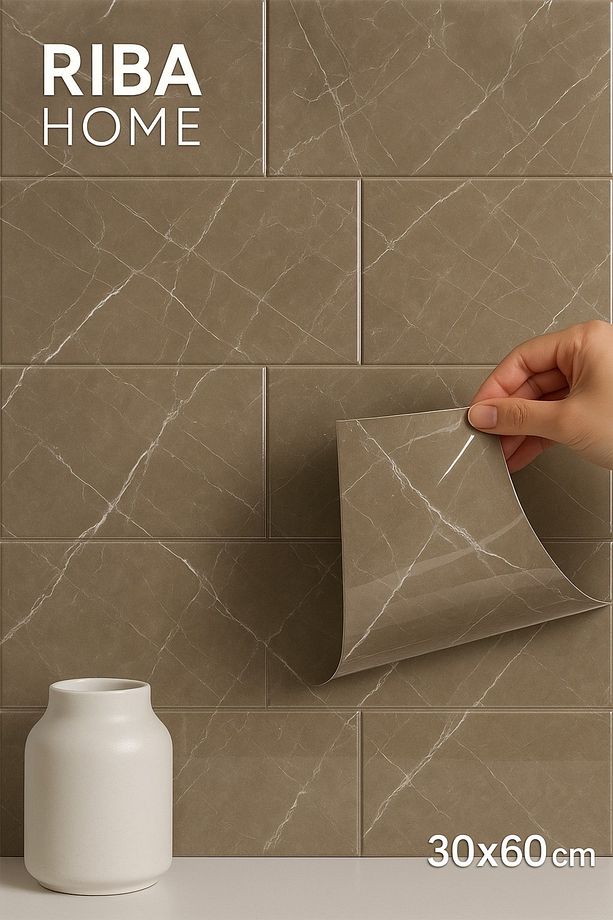 30x60 cm Kendinden Yapışkanlı Mermer Desenli Mutfak Yer Duvar Kaplama Pvc Köpük Duvar Paneli - 1