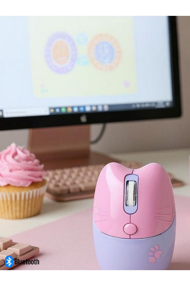 Sevimli Kedi Kablosuz Mor Mouse Bluetooth + 2.4G Dual Mode - 6