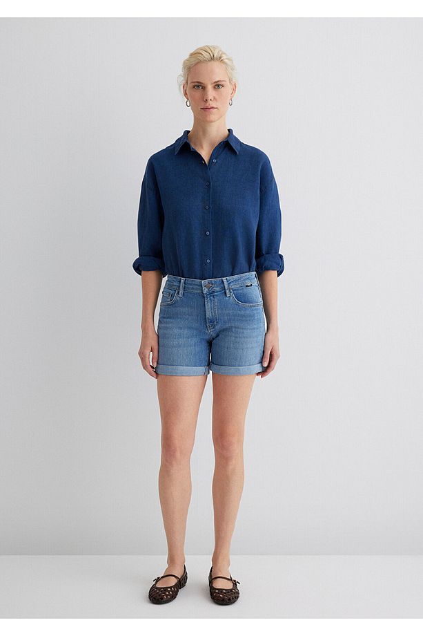 Pixie Casual Açık Mavi Jean Şort 1437090725 - 4