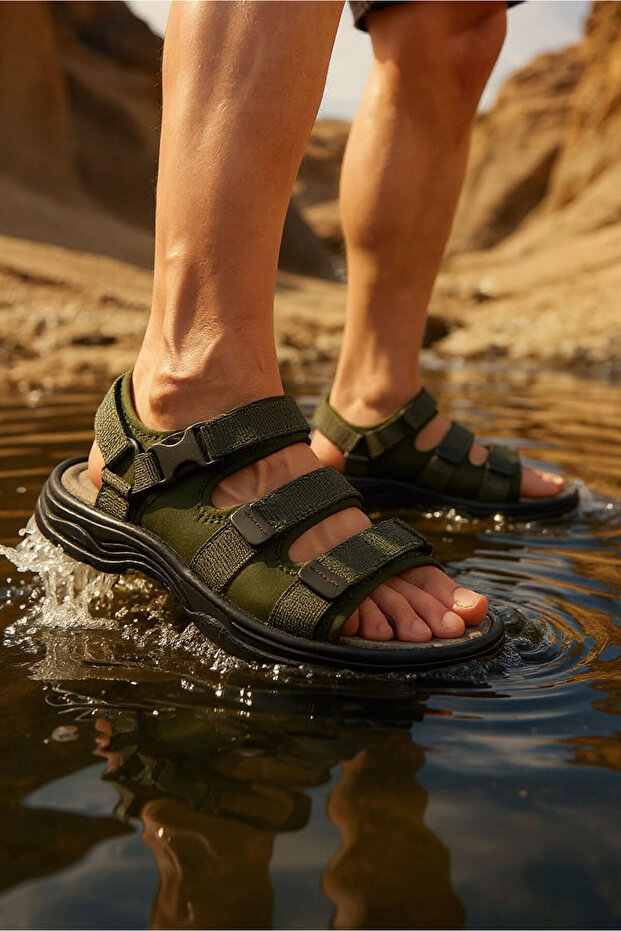 Men's Casual Sandals Men's Khaki Strappy Sandals