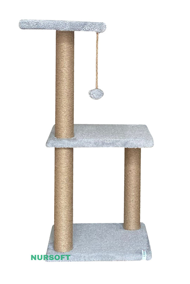 لوح خدش للقطط باللون الرمادي الثلاثي - 3