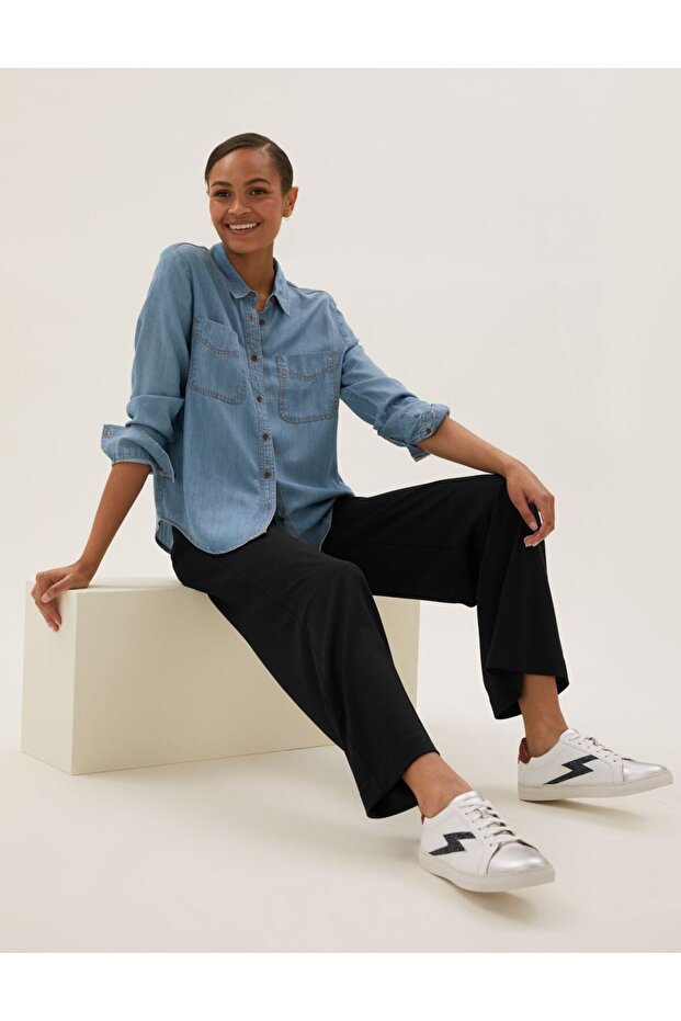 Wide Leg Örme Pantolon - 2